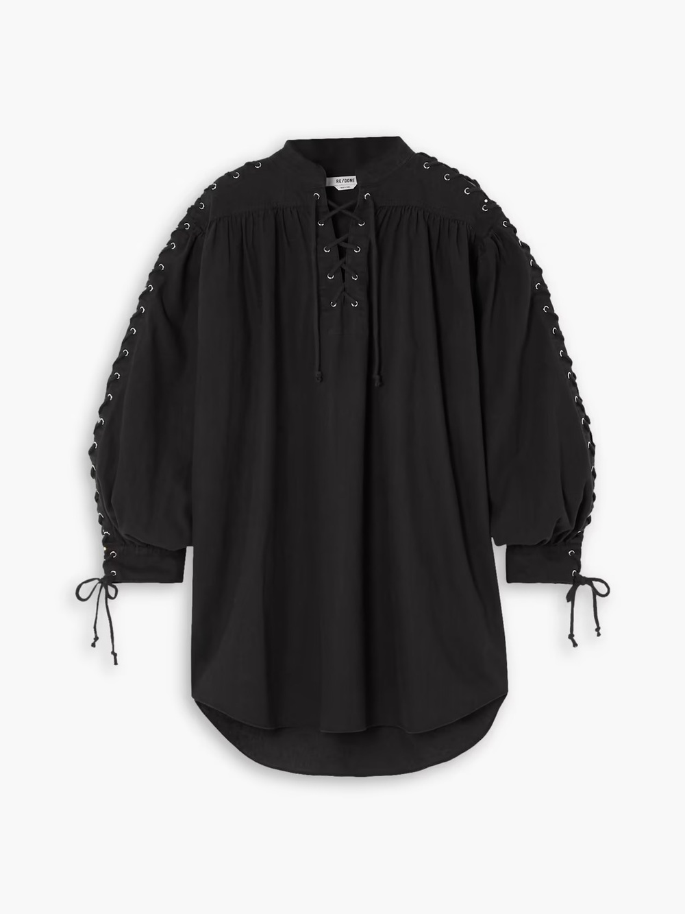Re/done shoelace dress shirt linen pirate